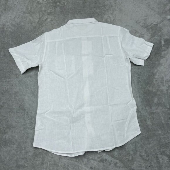Weatherproof Vintage White Linen-Blend Short Sleeve Shirt Medium a0928 - Picture 6 of 7